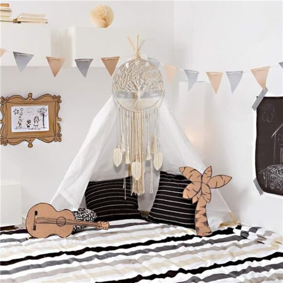 Tree of Life Dream Catcher, Macrame Wall Hanging Large Dreamcatcher Woven Boho - Picture 6 of 8